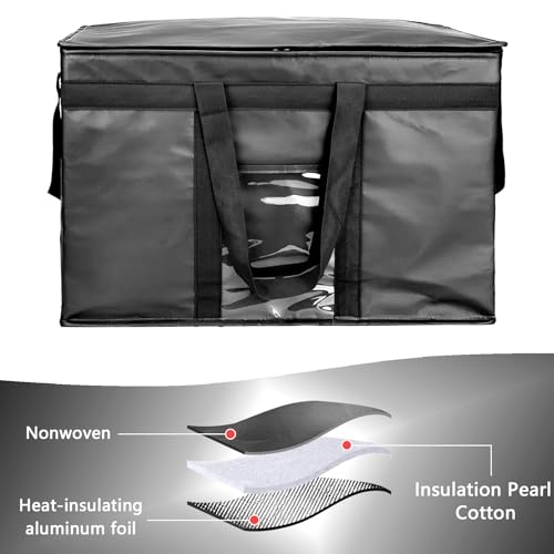 Yalin XXXL Large Insulated Cooler Bag, Styrofoam Cooler of Keep Food Hot or Cold, Reusable Double Zipper Food Delivery Bag for Grocery Shopping, 23" W x 15" H x 14" D (Black, 3XL (Pro)) - Image 4