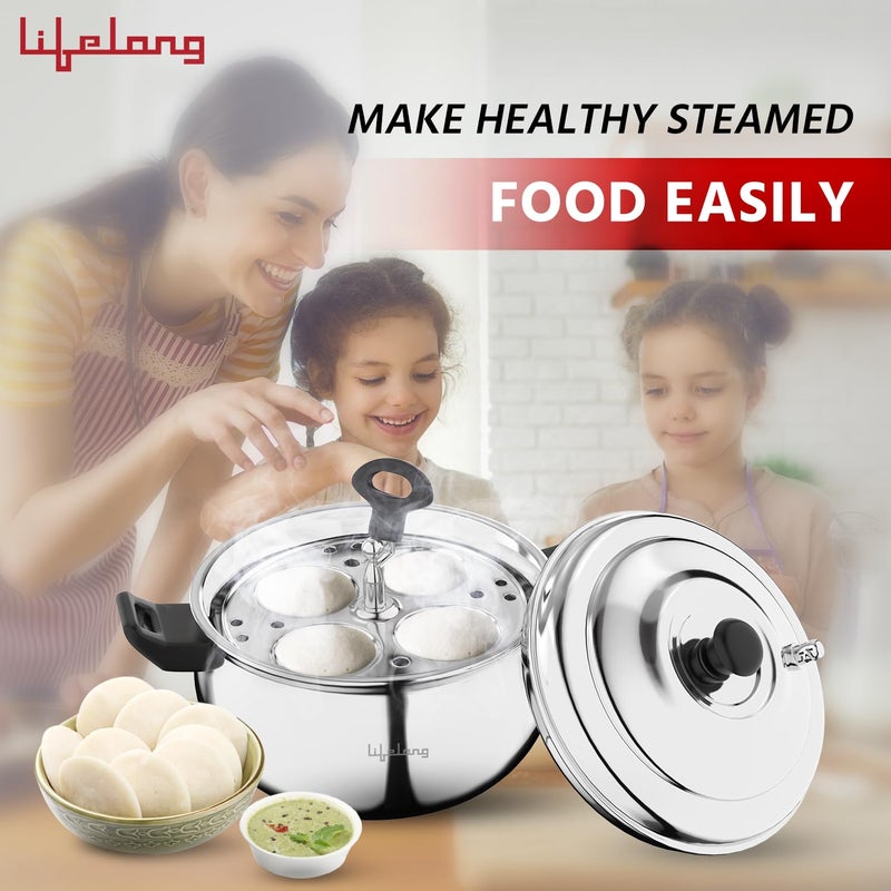Lifelong Idli Cooker 3 Plate 12 idlis Stainless Steel Idli Cooker Induction and Gas Stove Compatible Idli Maker LLIDCKR03 Steel Silver - Image 5