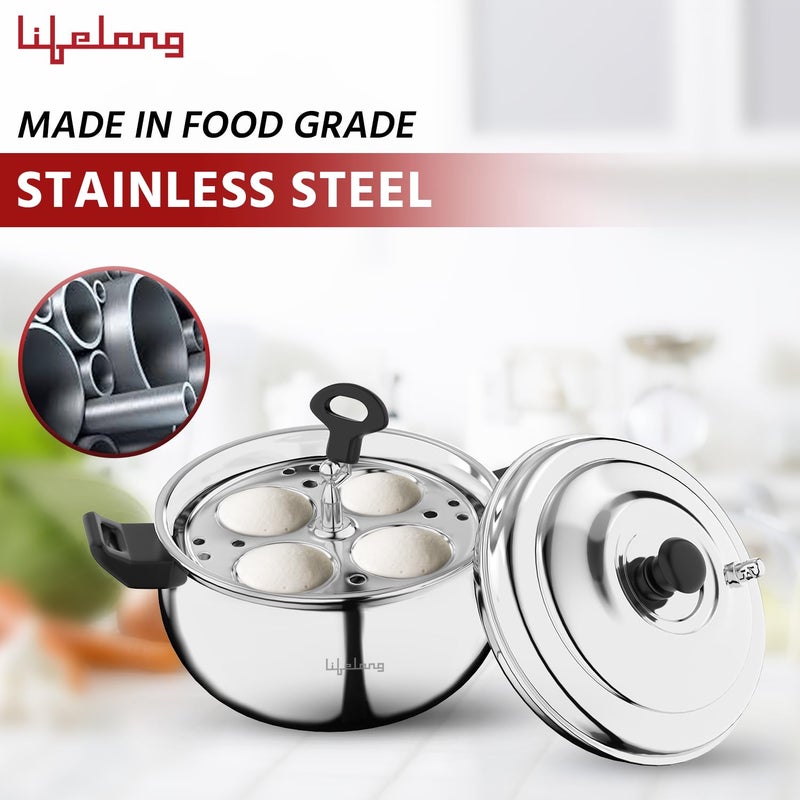 Lifelong Idli Cooker 3 Plate 12 idlis Stainless Steel Idli Cooker Induction and Gas Stove Compatible Idli Maker LLIDCKR03 Steel Silver - Image 4
