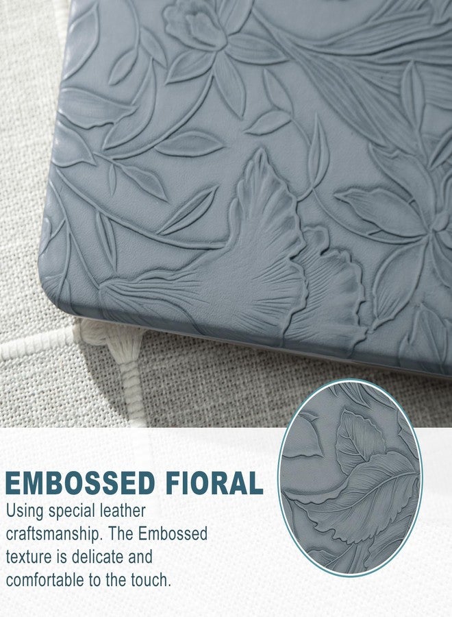 iCasso Compatible with MacBook Air 13 inch Case 2020 2019 2018 Release A1932 A2179 M1 A2337, Texture Leather Plastic Hard Shell Case + Keyboard Cover + Screen Protector,Blue Embossed Floral - Image 3