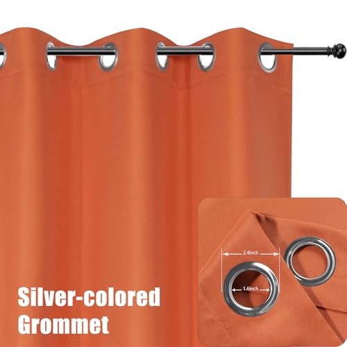 BONZER Outdoor Curtains for Patio Water Resistant Heavy Privacy Light Filtering Grommet Outside Curtains for Porch, Pergola, Gazebo, 1 Panel, 54W x 84L inch, Mecca Orange - Image 2