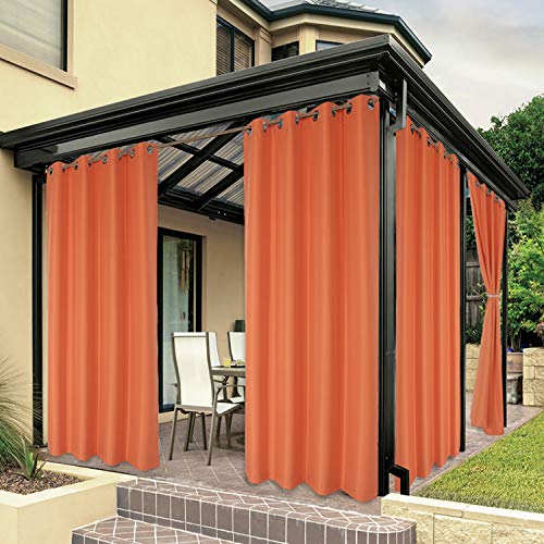 BONZER Outdoor Curtains for Patio Water Resistant Heavy Privacy Light Filtering Grommet Outside Curtains for Porch, Pergola, Gazebo, 1 Panel, 54W x 84L inch, Mecca Orange - Image 1