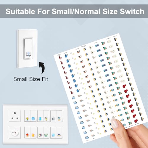 GLUN® Electric Board Switch Stickers, 38 Icons 600 Stickers Set Rainbow Colors, for All Types of Appliances or Machinery, Fan, Light, Fridge, AC, Switch Stickers - Image 3