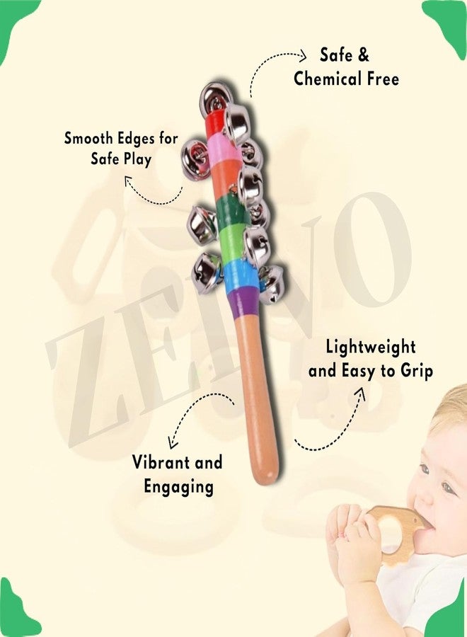 ZELVO Wooden Non Toxic Colourful Rattle Toys for Newborn Baby, Musical Infant Toy, Gift Set Age 0+, Multicolor (D Rattle & Stick Rattle) - Image 4