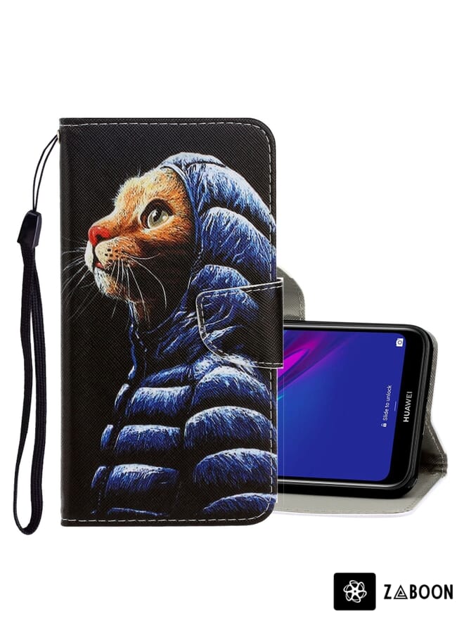 Zaboon Protective Case Cover For Huawei Y5 2019 3D Colored Drawing Horizontal Flip PU Leather Case with Holder & Card Slots & Wallet - Image 1