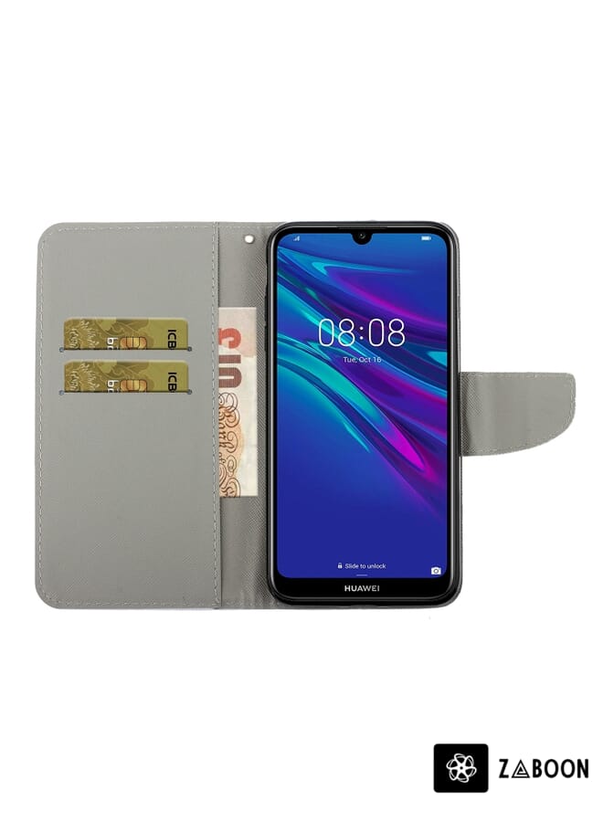 Zaboon Protective Case Cover For Huawei Y5 2019 3D Colored Drawing Horizontal Flip PU Leather Case with Holder & Card Slots & Wallet - Image 4