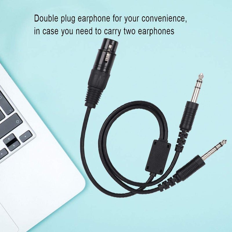Zopsc Aviation Headset Adapter for XLR to GA Dual Plug 5 Pin Female XLR Connector to GA Twin Plugs Aviation Headphone Cable (Black) - Image 4
