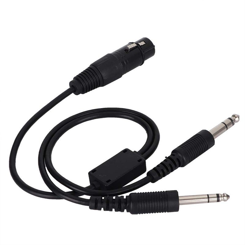 Zopsc Aviation Headset Adapter for XLR to GA Dual Plug 5 Pin Female XLR Connector to GA Twin Plugs Aviation Headphone Cable (Black) - Image 1