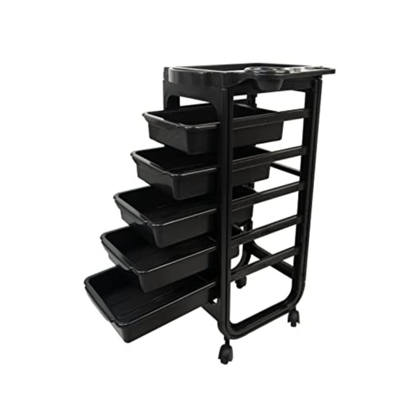 Salon Trolley Cart - A Space-Saving Rolling Cart for Salon Stations with Extra Storage, Including Hair Salon Beauty Cart Tray, Tool Cart Black1 - Image 1
