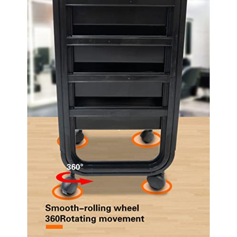 Salon Trolley Cart - A Space-Saving Rolling Cart for Salon Stations with Extra Storage, Including Hair Salon Beauty Cart Tray, Tool Cart Black1 - Image 5