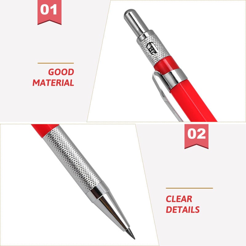 2 0mm Mechanical Carpenter Pencil Automatic Marking Tool with Black Red Refills for Woodworking Construction Drafting - Image 4