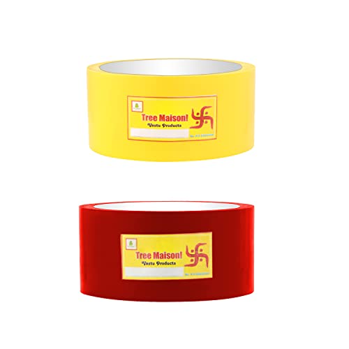 TREE MAISON CORONATING HOMES Vastu Red - Yellow Tape | Size - 2 Inch (48 mm) Approx | Length- 20 Meter (Approx) | Vastu Tape Remedy for Toilet | Vastu Tape for Main Door Entrance | Pack of 2 - Image 1