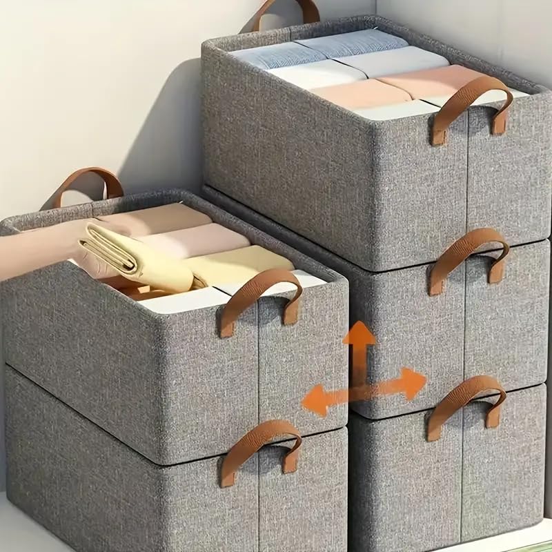 Roktry Home wardrobe storage Foldable Storage Bins Fabric Storage Box Stackable Storage Box Wardrobe Organizer Closet Organizer Bedroom Accessories Home Organization And Storage Supplies 3 - Image 2