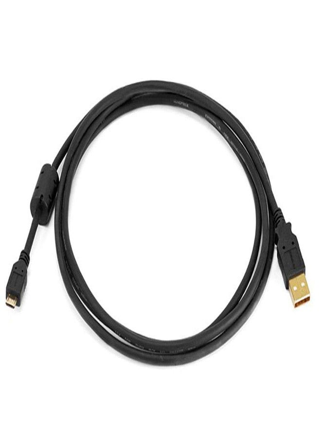 Monoprice 6-Feet USB 2.0 A Male to Micro 5pin Male 28/24AWG Cable with Ferrite Core (Gold Plated) (105458),Black - Image 1