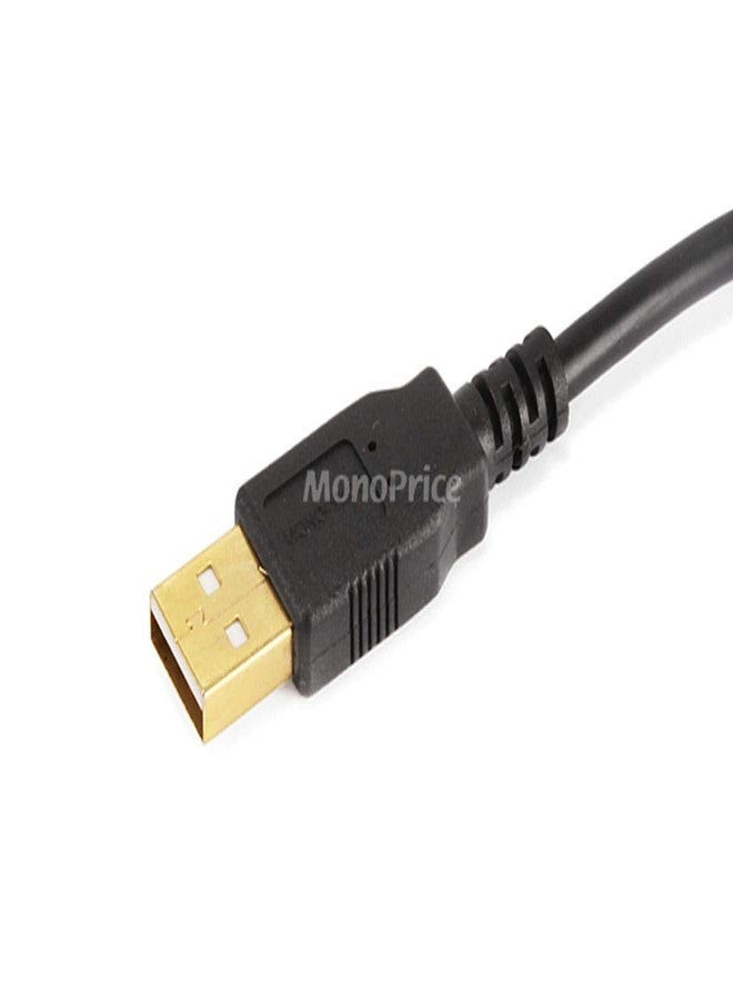 Monoprice 6-Feet USB 2.0 A Male to Micro 5pin Male 28/24AWG Cable with Ferrite Core (Gold Plated) (105458),Black - Image 2