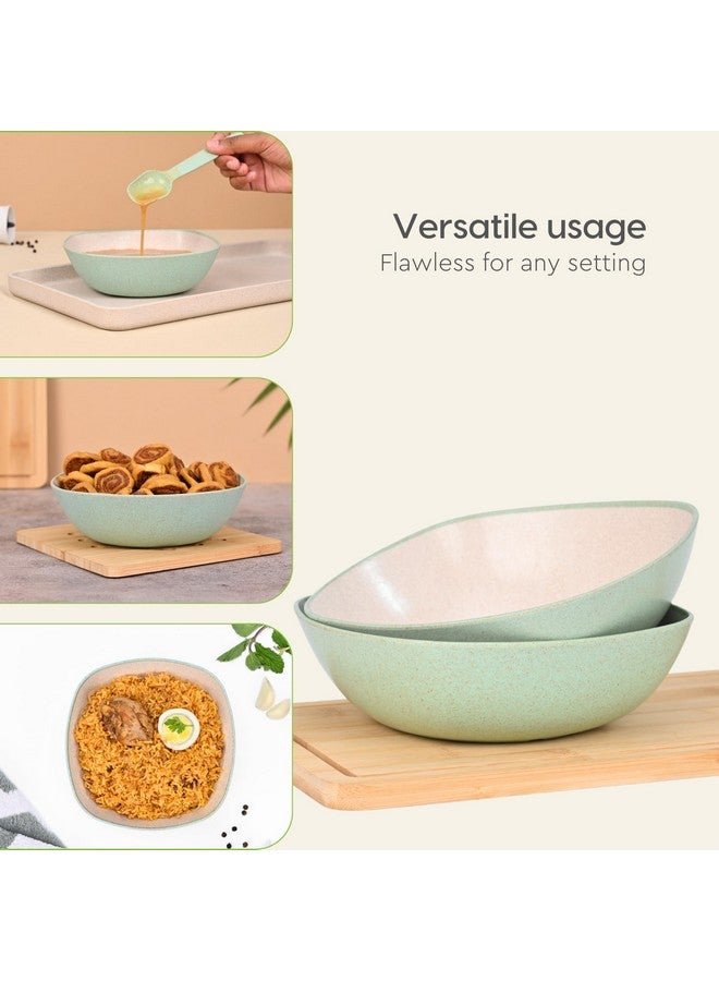 Eha Set of 2 Earth-Friendly Multipurpose Bowls for Kitchen with Spoons | 750 ml | Made with Rice Husk Biocomposite| Microwave Safe Bowl | for Hot & Cold Serving Bowl Set | Celeste - Image 5