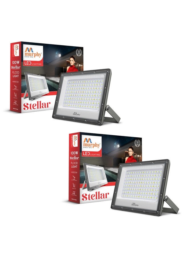 MURPHY Murphy Stellar 100W LED Flood Light with 2-Year Warranty | Cool White | High Brightness Outdoor LED for Security, Landscape, Warehouse, Backyard| IP66 Waterproof | BIS Approved - Pack of 2  - Image 1