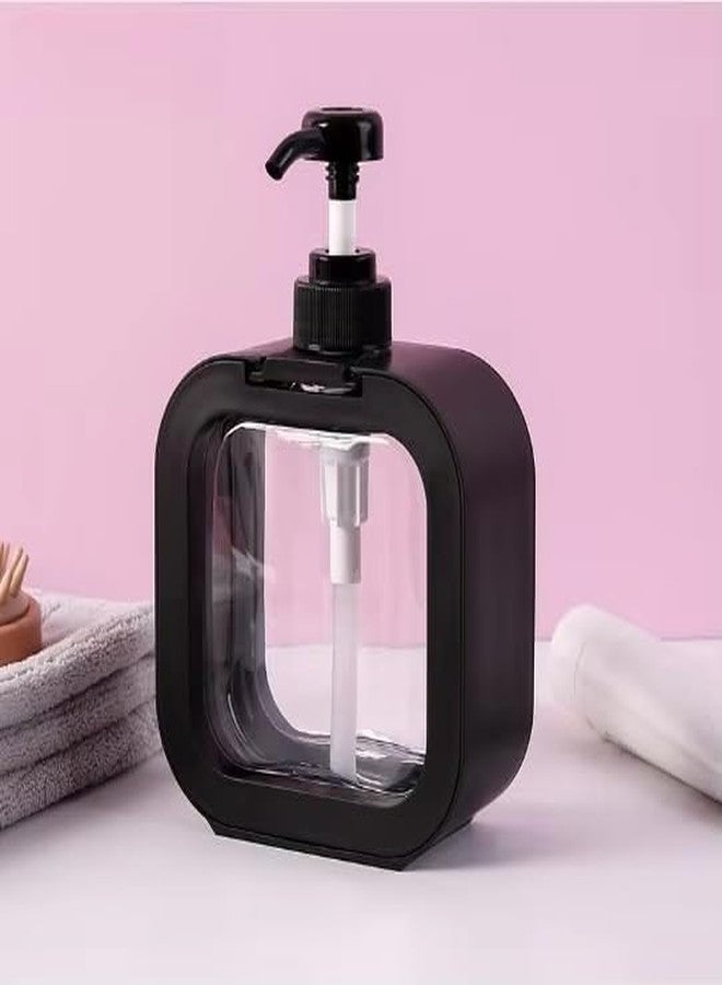 M-Ved Square Soap Dispenser with Pump, Black, Clear Body, Refillable Liquid Dispenser for Bathroom - Image 5