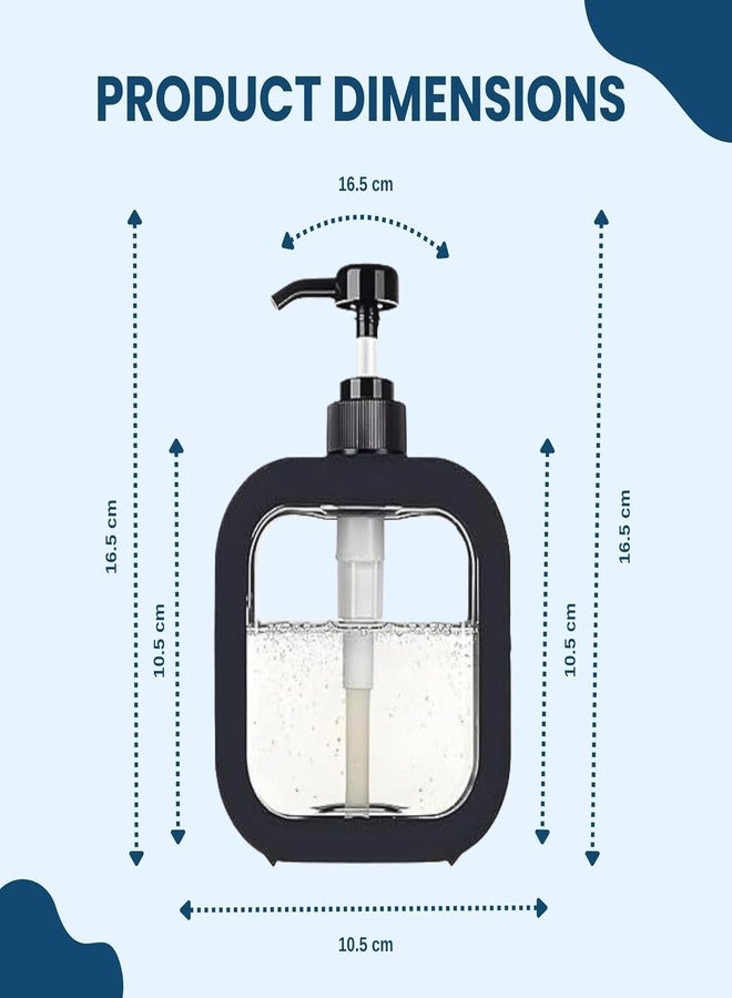 M-Ved Square Soap Dispenser with Pump, Black, Clear Body, Refillable Liquid Dispenser for Bathroom - Image 2