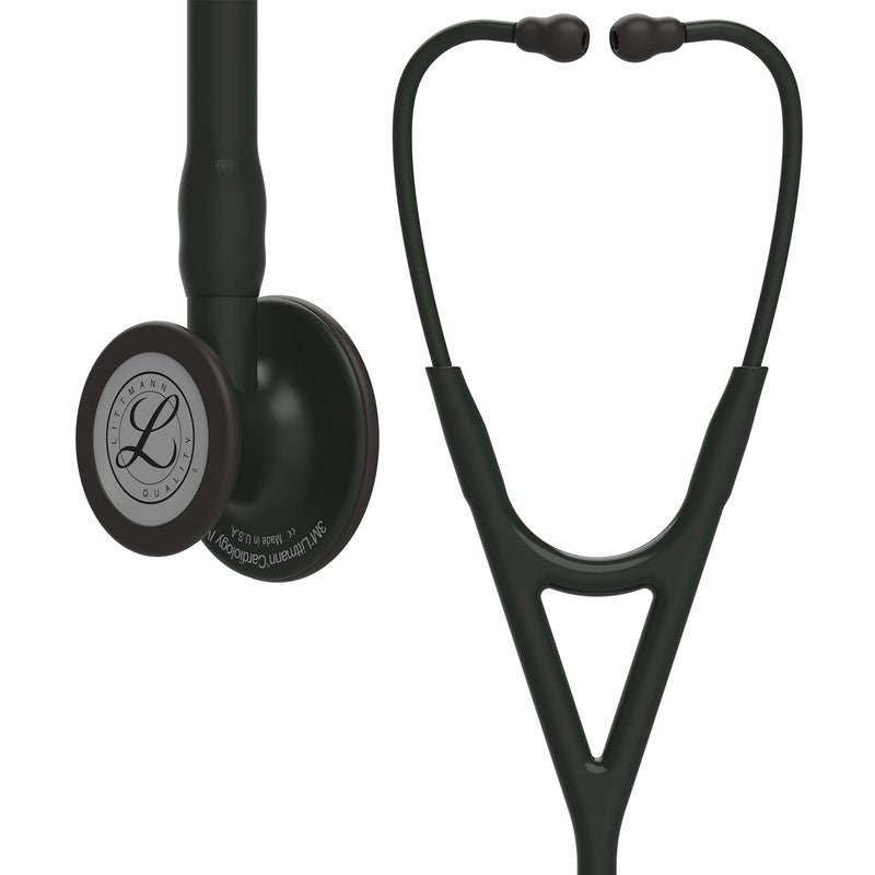 3M Littmann Cardiology IV Diagnostic Stethoscope, 6163, More Than 2X as Loud*, Weighs Less**, Stainless Steel Black-Finish Chestpiece, 27" Black Tube, Stem, and Headset - Image 1