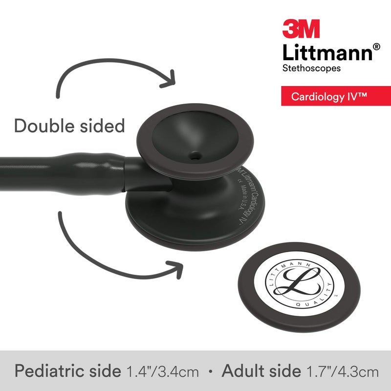 3M Littmann Cardiology IV Diagnostic Stethoscope, 6163, More Than 2X as Loud*, Weighs Less**, Stainless Steel Black-Finish Chestpiece, 27" Black Tube, Stem, and Headset - Image 4