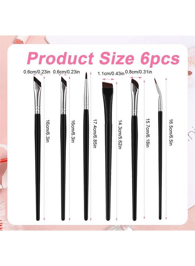 AIEX 6pcs Fine Angled Eyeliner Brush, Precision Eyeliner Eyebrows Makeup Brush Set Angled Eyeliner Concealer Ultra Flat Thin Brush Beveled Eyebrow Curved Brush - Image 2