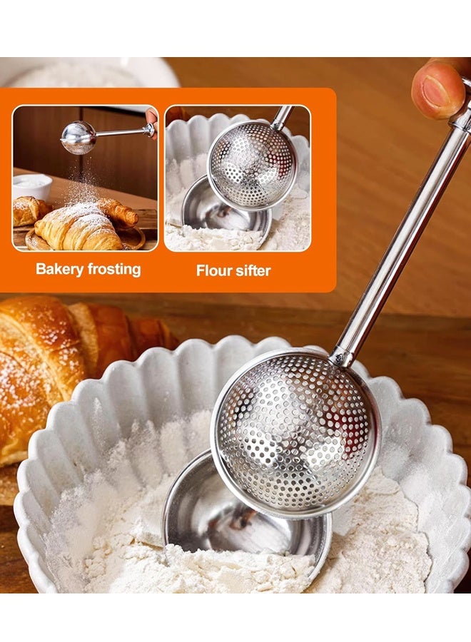 2PCS Powdered Sugar Shaker Duster Flour Dispenser Shaker with Stainless Steel One-handed Operation Shaker Duster for Sugar Flour and Spices - Image 3