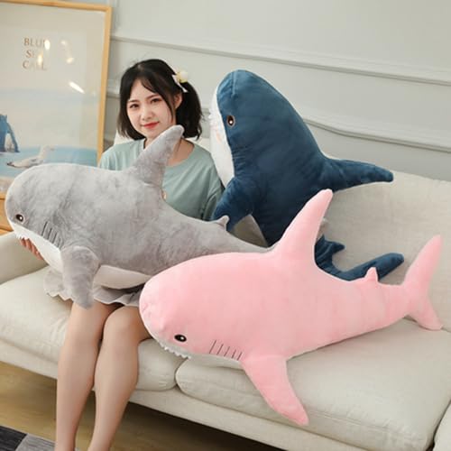 OUKEYI 30 Inch Giant Shark Stuffed Animal Pillow, Soft Shark Toys Big Shark Plush Pillows for Kids,Comfortable Sleeping Pillow Back Cushion Doll Gift for Kids (Pink) - Image 3