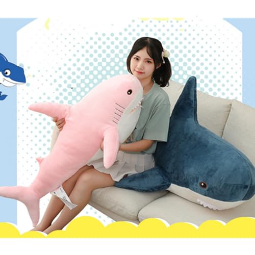OUKEYI 30 Inch Giant Shark Stuffed Animal Pillow, Soft Shark Toys Big Shark Plush Pillows for Kids,Comfortable Sleeping Pillow Back Cushion Doll Gift for Kids (Pink) - Image 2