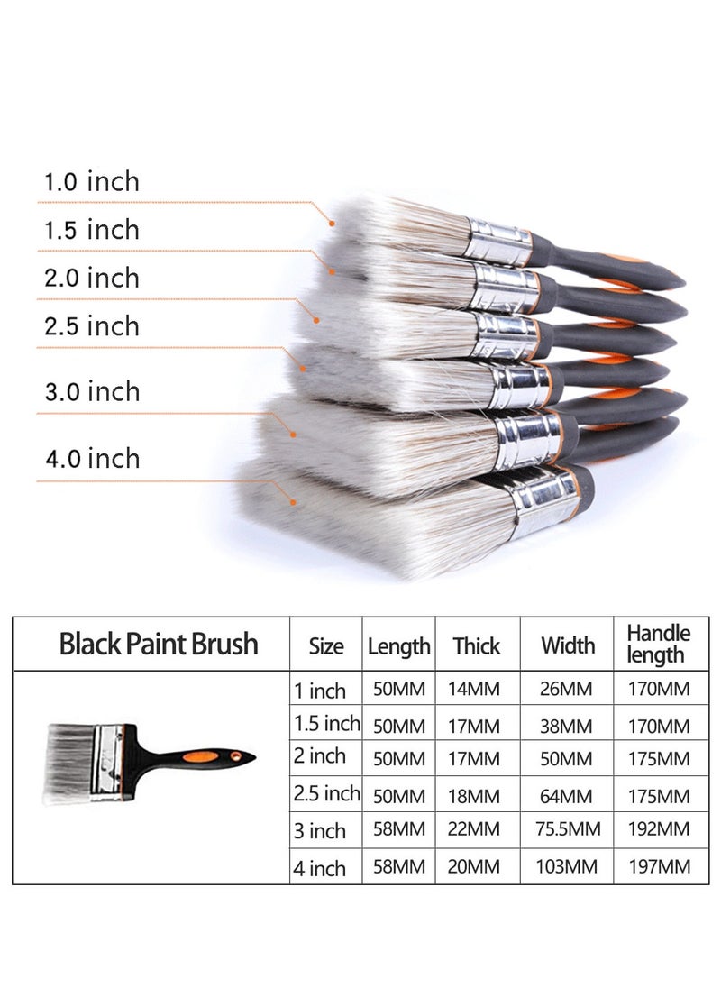 Generic - 6 Pcs Paint Brushes Set 1-4 Inch Angled Sash Stain Brushes Flat Nylon Hair Wooden Brush For Art Barbecues and Home Improvement - Image 1