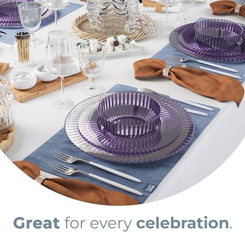 Exquisite 80 Piece Plastic Disposable Plates Set For 40 Guests I 40 X 9 Inch & 40 X 11 Inch Disposable Plastic Plates | Color: Purple | Great for Weddings Parties And Formal Occasions - Image 5
