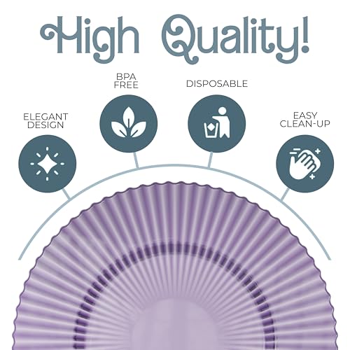 Exquisite 80 Piece Plastic Disposable Plates Set For 40 Guests I 40 X 9 Inch & 40 X 11 Inch Disposable Plastic Plates | Color: Purple | Great for Weddings Parties And Formal Occasions - Image 4