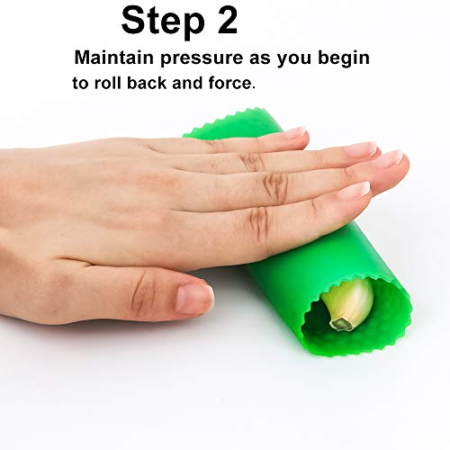 Sinnsally Garlic Peeler Skin Remover Roller Keeper,Easy Quick to Peeled Garlic Cloves with Silicone Tube Roller Garlic Peeling Kitchen Tool (Green,Red) - Image 3