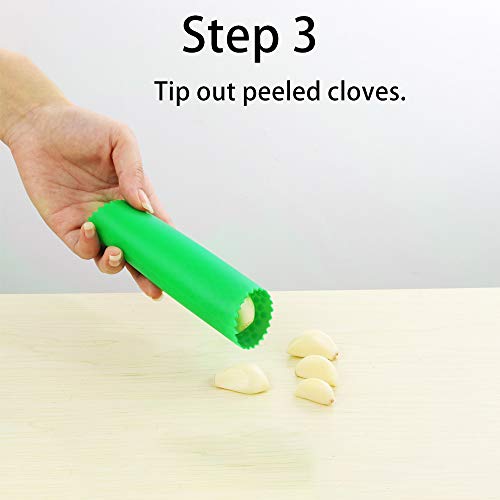 Sinnsally Garlic Peeler Skin Remover Roller Keeper,Easy Quick to Peeled Garlic Cloves with Silicone Tube Roller Garlic Peeling Kitchen Tool (Green,Red) - Image 4