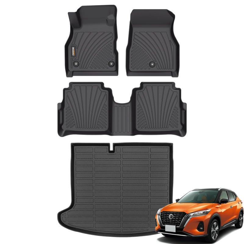 BinmotorFloor Mats Cargo Liner Set for Nissan Kicks 2024 2023 20222018 All Weather Mats Cargo Trunk Mat Waterproof Car Mats for Nissan Kicks Accessories Custom Fit
