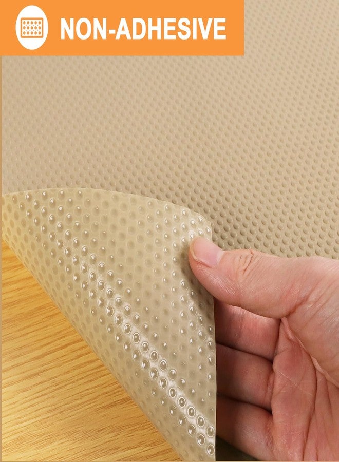 FLPMIX Shelf Liners for Kitchen Cabinets: 17.7" Wide Waterproof Non-Adhesive Drawer Liner - 17.7" x 98" Khaki Easy to Cut Cupboard Mat for Pantry Shelves - Image 4