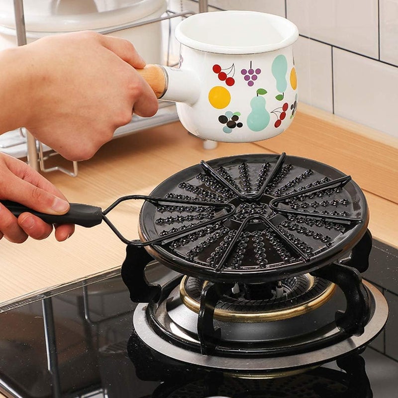 SHREESAMP SHREESAMP BBQ Plate Kitchen Cookware Top Gas Stove Heat Diffuser Hot Milk Coffee Gas Heat Conduction Plate Cookware Black Plate Oil Grease Frying Pan Cover for Cook Kitchen Tools [ 35x19x2.5 CM ]  - Image 2