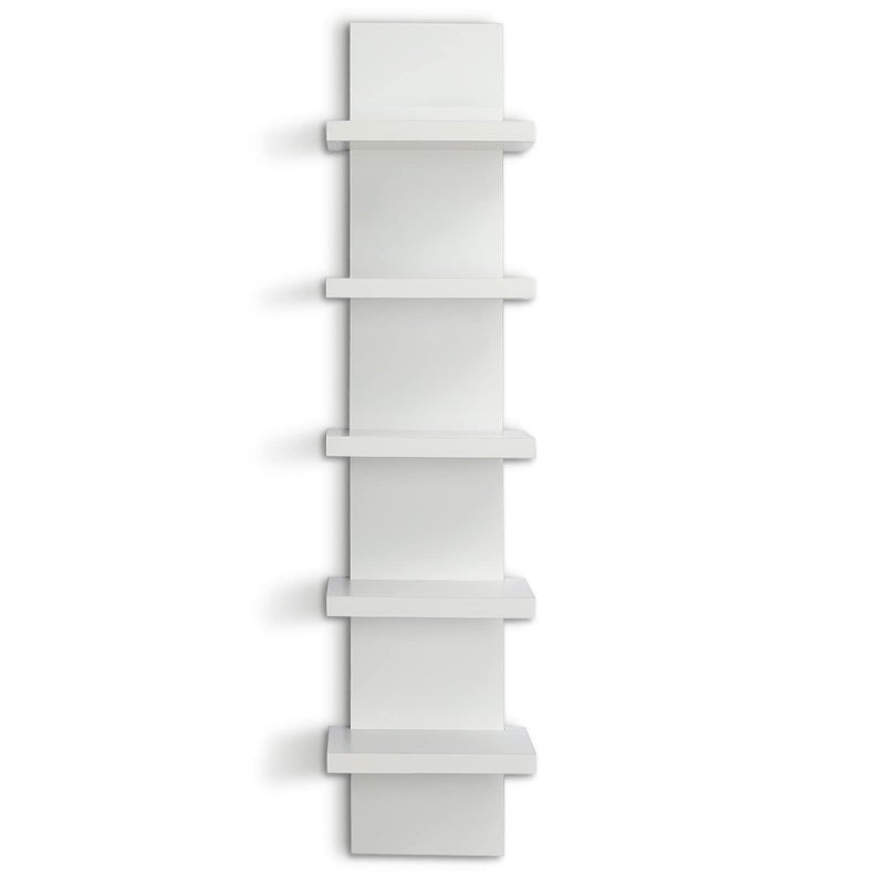 Bloddream 5 Tier Wall Shelves White, Vertical Column Shelf Floating Storage Home Decor Organizer Tall Tower Design Utility Shelving Bedroom Living Room, 30.7inch - Image 5