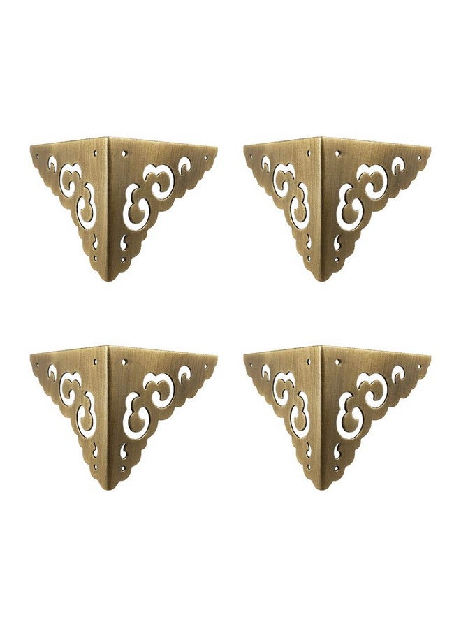 Tiazza 4Pcs Antique Brass Hollow Cloud Pattern Two Sides Corner Protectors Vintage Furniture Desk Edge Wooden Jewelry Gift Box Cabinet Corner Guard (Antique Bronze) - Image 1
