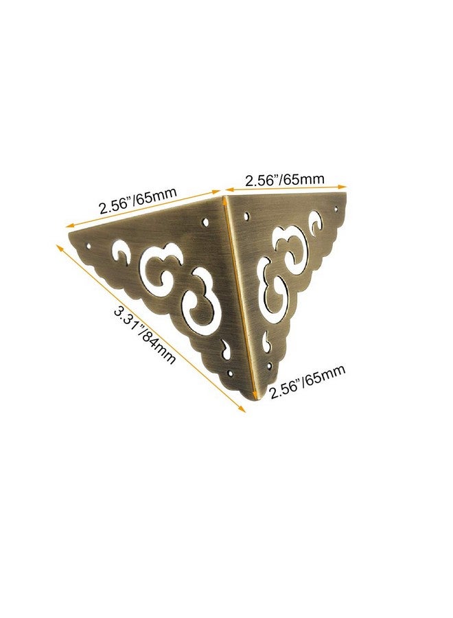 Tiazza 4Pcs Antique Brass Hollow Cloud Pattern Two Sides Corner Protectors Vintage Furniture Desk Edge Wooden Jewelry Gift Box Cabinet Corner Guard (Antique Bronze) - Image 2