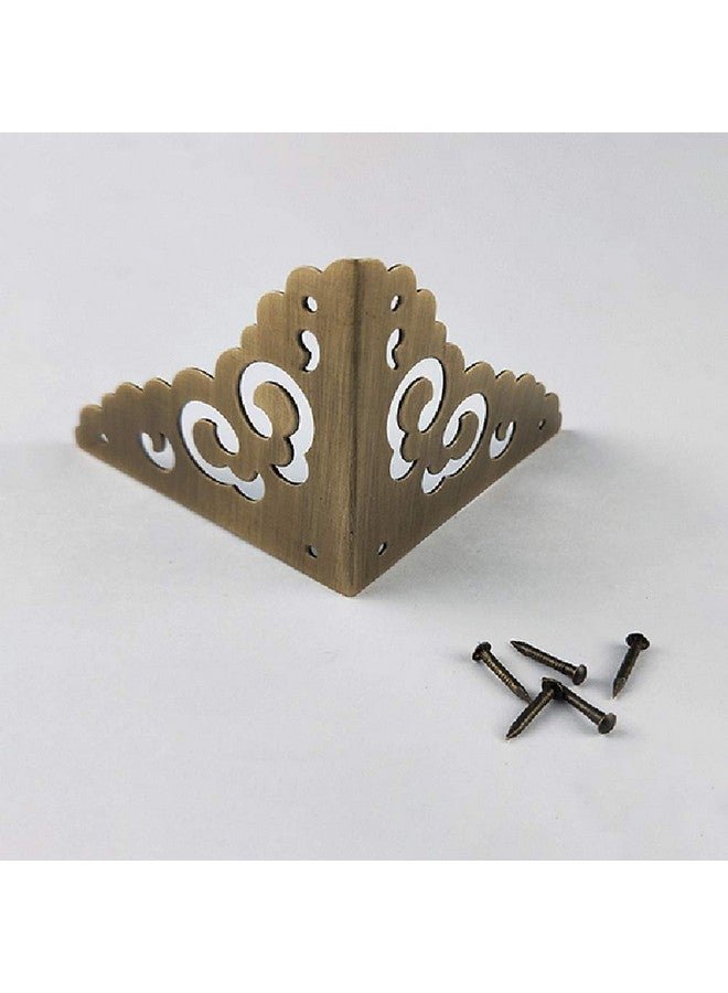 Tiazza 4Pcs Antique Brass Hollow Cloud Pattern Two Sides Corner Protectors Vintage Furniture Desk Edge Wooden Jewelry Gift Box Cabinet Corner Guard (Antique Bronze) - Image 4
