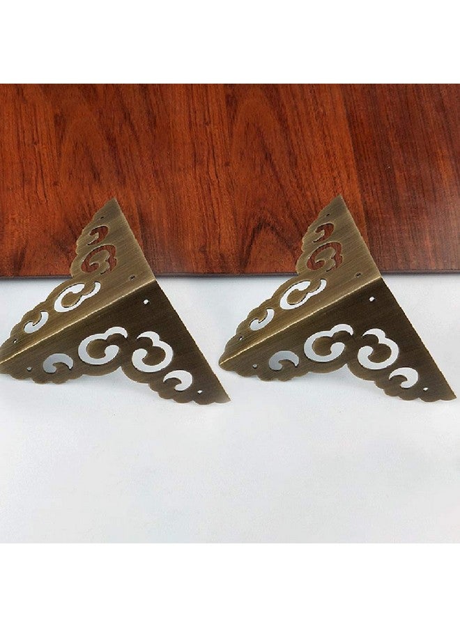 Tiazza 4Pcs Antique Brass Hollow Cloud Pattern Two Sides Corner Protectors Vintage Furniture Desk Edge Wooden Jewelry Gift Box Cabinet Corner Guard (Antique Bronze) - Image 3