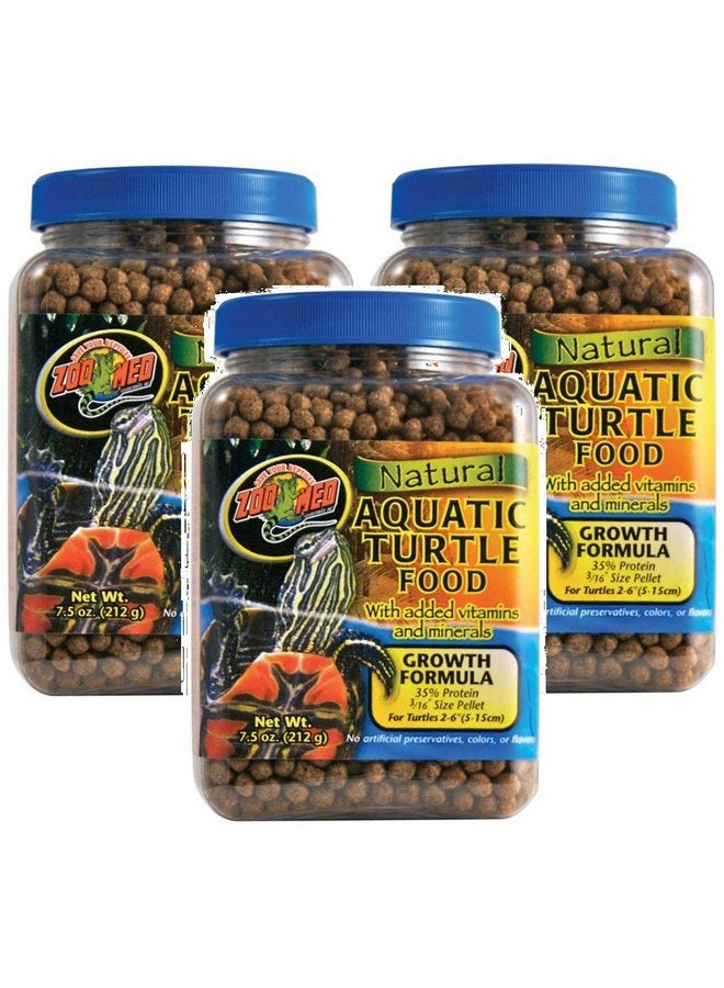 Zoo Med 3 Pack of Natural Aquatic Turtle Food with Growth Formula, 7.5 Ounces Per Container