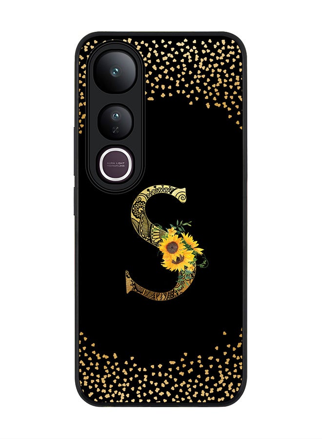 Stylizedd For vivo V50 Lite Case,Slim fit Camera Protection, Shockproof Thin Phone cover  - Custom Floral Monogram - S ( Black )