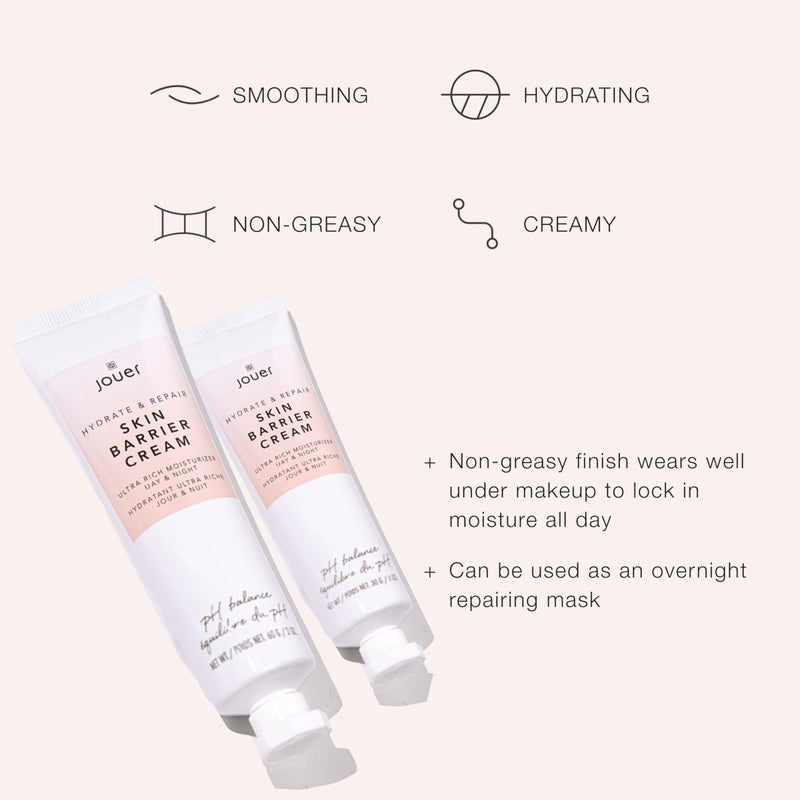 Jouer Skin Barrier Cream - Skin Barrier Repair Moisturizer - Hydrating Hyaluronic Acid, Wrinkle Cream- Anti Aging Night Routine with Alpha Lipoic Acid and Coq10-2 oz - Image 2