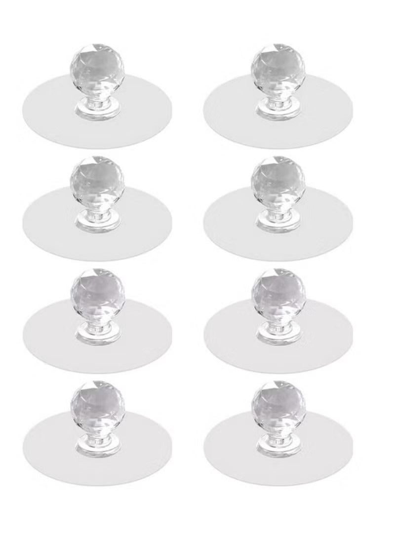 Cabinet Drawer Knobs, Clear Diamond Crystal Shaped Pulls Handles for Wardrobe, Kitchen Cupboard, Bathroom Dresser, Furniture Door Window, Self-Adhesive Drill Free Push Pull Helper 8 pcs - Image 1