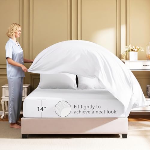 HIMEET Queen Comforter Set - 7 Pieces Bed in a Bag Queen Size, Luxury Comforter Set with Sheets for All Season, Bed Set with Comforter, Flat Sheet, Fitted Sheet, Pillowcases & Shams, White - Image 5