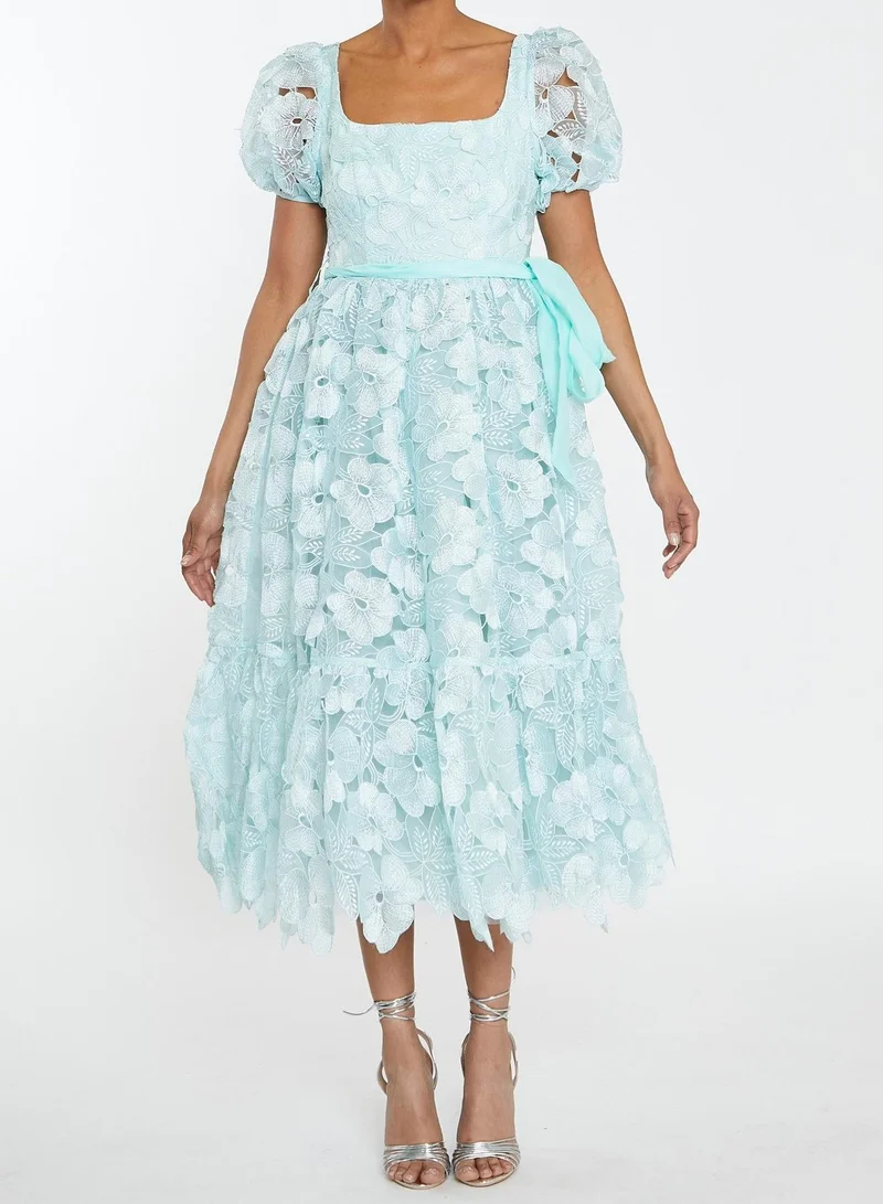 ترو ديكادينس Alice Aqua Organza Peplum Midaxi Dress