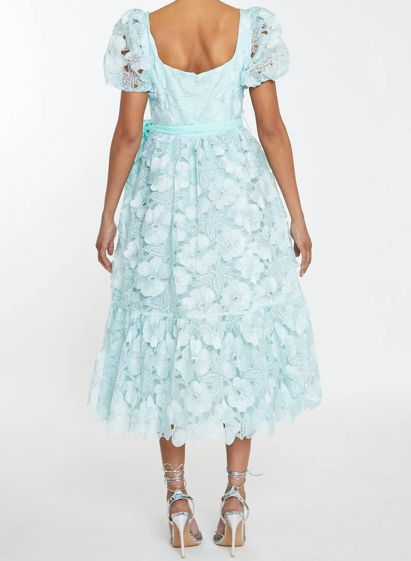 ترو ديكادينس Alice Aqua Organza Peplum Midaxi Dress