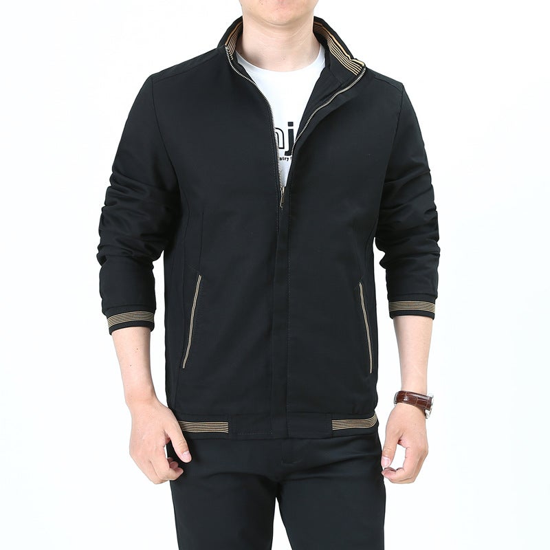 2023 Men's Jacket New Spring and Autumn Thin Casual Jacket Easiest for Match Stand Collar Middle-aged Handsome Tops Dad Wear - Image 5